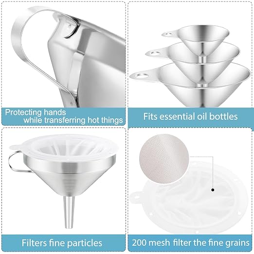 Toncoo 4 Pack Stainless Steel Funnels - Image 5