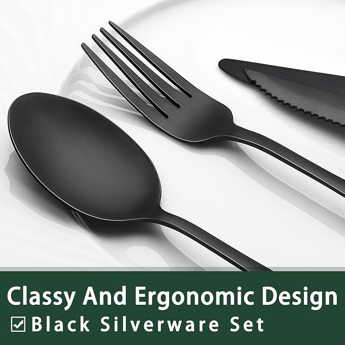 EWFEN 24-Piece Black Silverware Set - Image 3