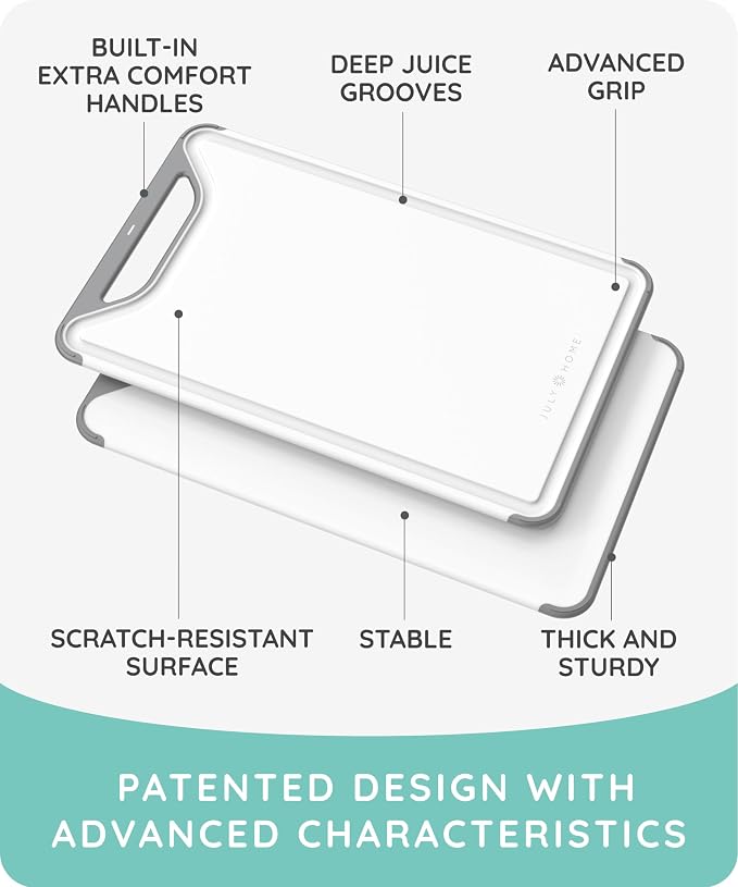 Cutting Boards for Kitchen, Plastic Cutting Board Set of 3, Dishwasher Safe - Image 2