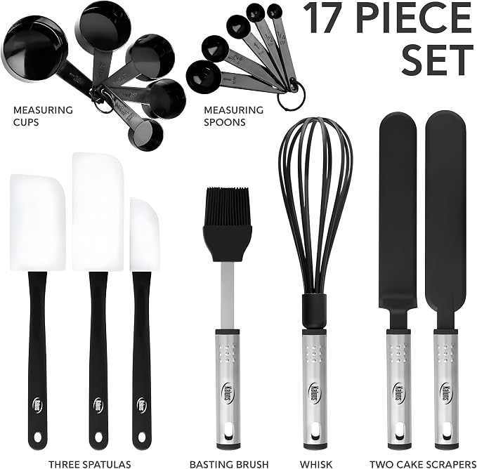 Silicone Spatula Set, 17 Piece Baking Utensils, Nylon and Stainless Steel - Image 5