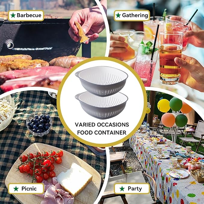 Colander Bowl Set of 2, Nesting Large Capacity Plastic Food Strainer - Image 7