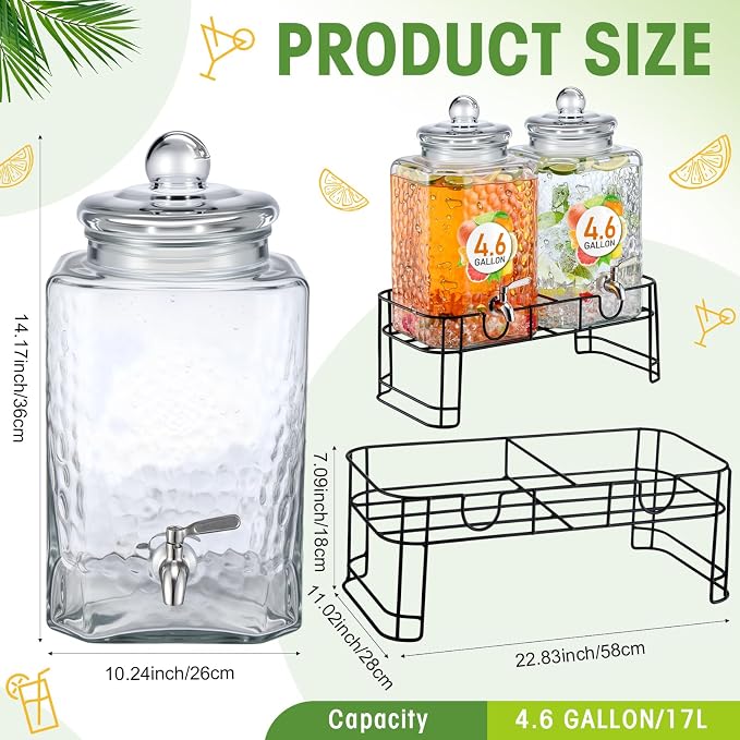 Honeydak 4.6 Gallon Glass Beverage Dispenser - Image 2