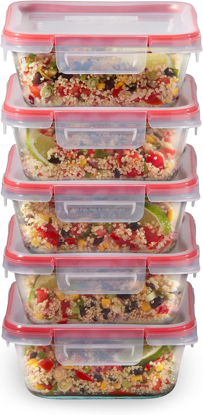 Pyrex Freshlock Glass Food Storage Containers Set, Airtight & Leakproof Plastic by Pyrex