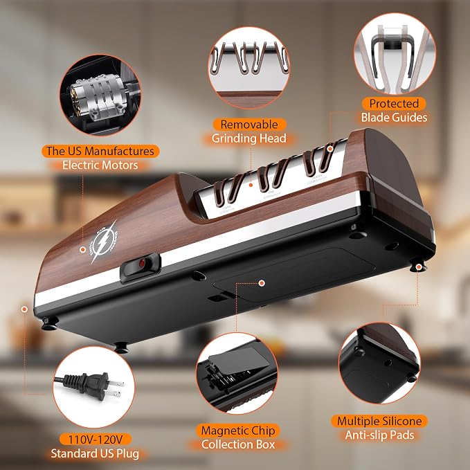 Replaceable Sharpener Electric Knife Sharpener, 3-Stage - Image 4