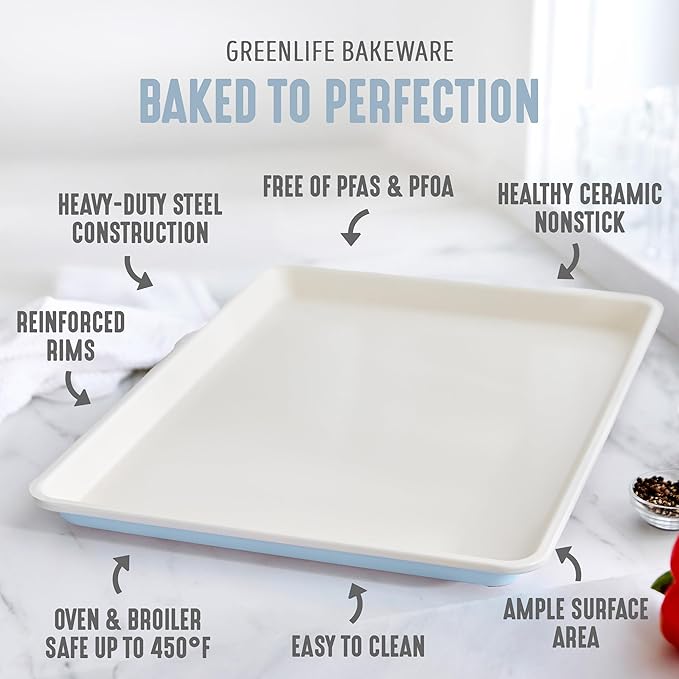 GreenLife Bakeware 18” x 13” Half Cookie Sheet Baking Pan, Non-Toxic PFAS-Free - Image 3