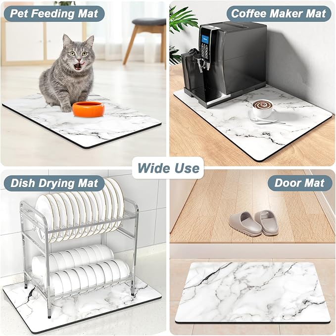 Rnivvi Coffee Mat, Hide Stain Rubber Backed Absorbent Dish Drying Pad - Image 7