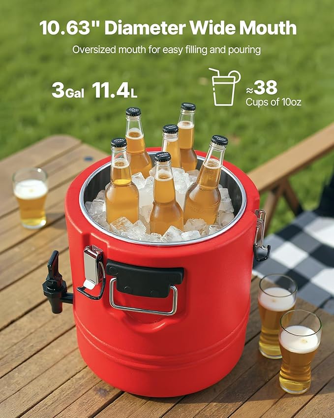 VEVOR Insulated Beverage Dispenser, 3 Gal/11.4L Thermal Hot and Cold Drink - Image 2
