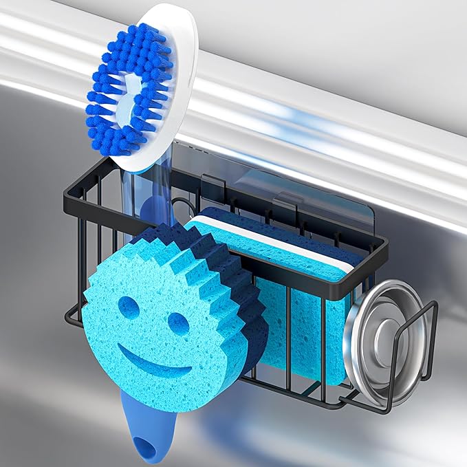 MURLONG Sponge Holder for Kitchen Sink, Sink Caddy Smiley Face, 4-in-1 Sponge by MURLONG