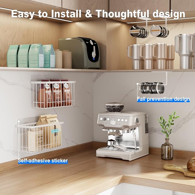 Mustorn 4 Pack Adhesive Cabinet Door Organizer, Lid Organizers Inside Cabinet - Image 4
