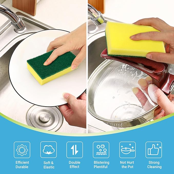 AIDEA Sponges Kitchen, 50 Pack Heavy Duty Dish Sponge, Cleaning Dish Scrubber - Image 3