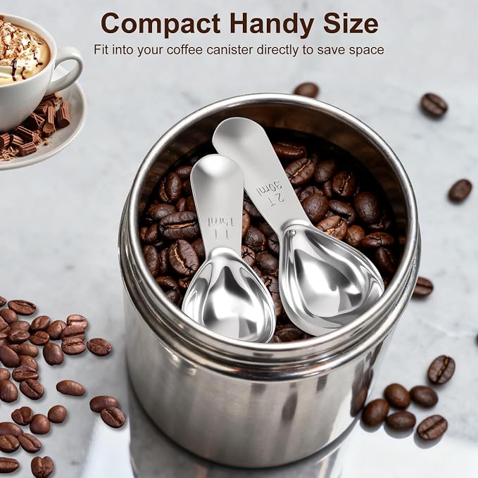 2Pcs Coffee Scoops, Premium 18/8 Stainless Steel Coffee Spoons, Tea and Powder - Image 5
