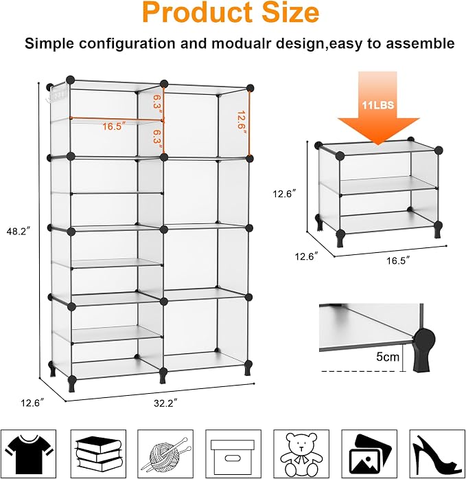 AWTATOS Closet Organizer 8 Cube Storage Shelves Clothes Organizers Closet - Image 3