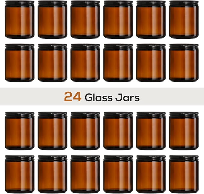 24 Pack, 8 OZ Thick Amber Candle Jars - Image 3