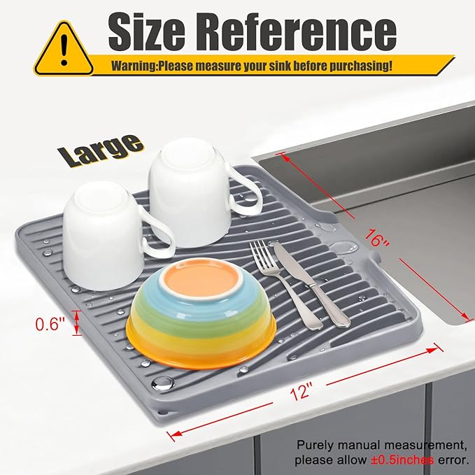 TIKNIK Silicone Dish Drying Mat, Stone Drying Mat - Image 2