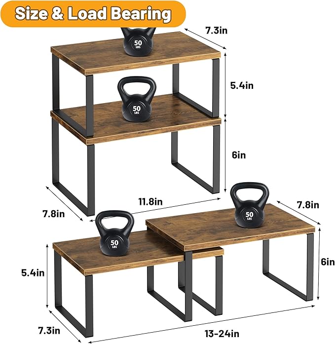 Kitchen Cabinet Organizer Shelf Set of 4, Sturdy Kitchen Counter Shelves - Image 4