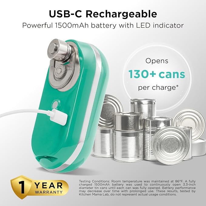Kitchen Mama Mini Plus Rechargeable Electric Can Opener: USB-C Charging - Image 4