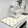 Dish Drying Mat for Kitchen Counter, 16.5’’ X 27.6’’ Checkered Large Coffee by BLESWIN
