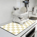 Checkered Dish Drying Mat for Kitchen, Coffee Station Mats by BLESWIN