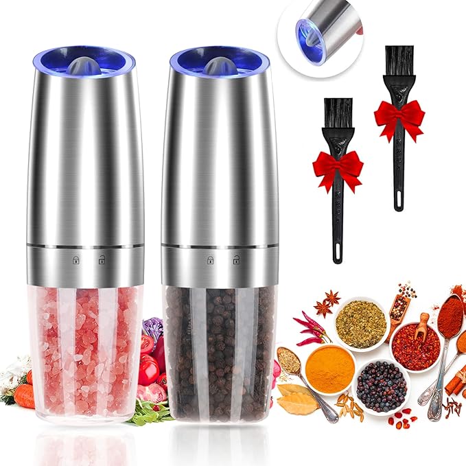 Gravity Electric Pepper and Salt Grinder Set, Adjustable Coarseness, Automatic by JOBKIM