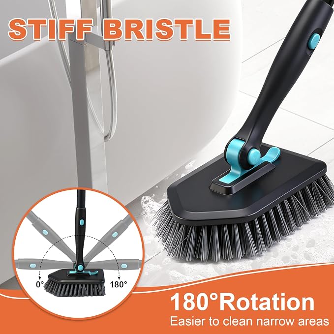 Long Handled Scrub Brush for Shower, 3-in-1 Cleaning Brushes - Image 2