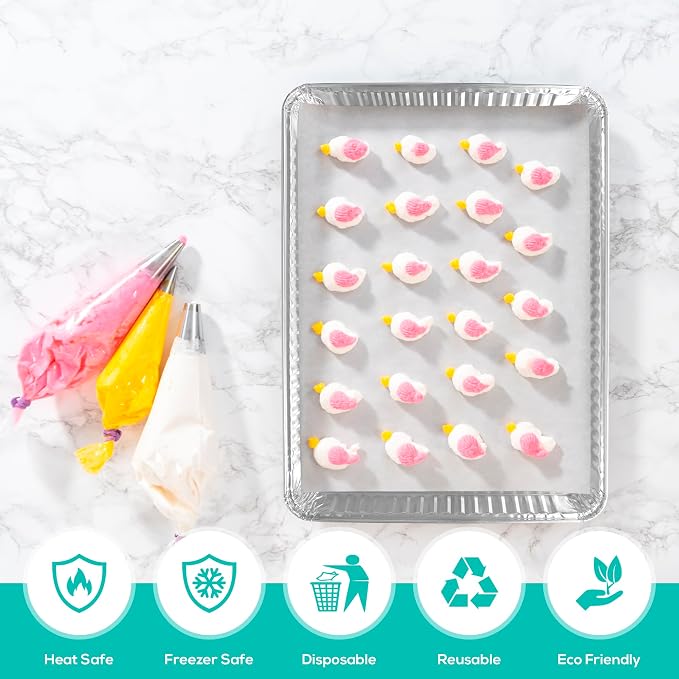 PLASTICPRO Aluminum Pans 10 Pack Disposable Cookie Sheets 13 x 17 Baking Pans - Image 6