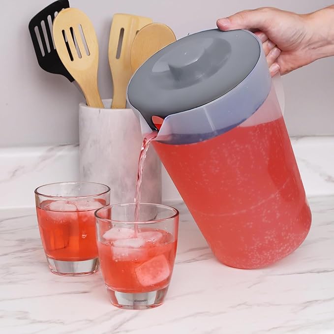 Water Pitcher with Lid 1 Gallon Pitcher, Freezer/Dishwasher Safe, BPA Free & - Image 2