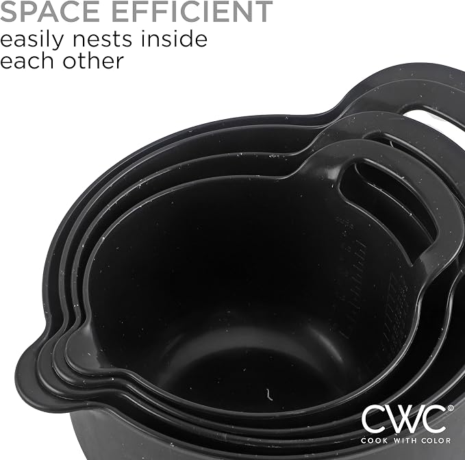 COOK WITH COLOR Nesting Plastic Mixing Bowl Set with Pour Spouts and Handles - Image 6