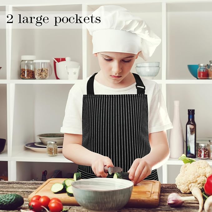 2 Pack Stripes Kids Apron, Kids Cooking Aprons - Image 6