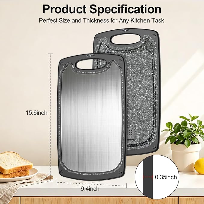 Viretang Metal Cutting Boards for Kitchen, Functional Large Black Plastic - Image 2