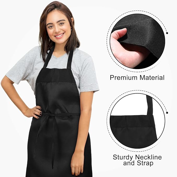 Foaincore Bib Aprons, Unisex Apron No Pocket Bulk Machine Washable Plain Aprons - Image 4