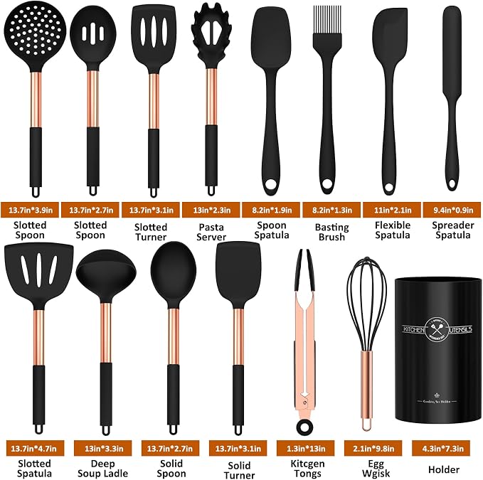 Silicone Cooking Utensil Set, Umite Chef Kitchen Utensils 15pcs Cooking - Image 2