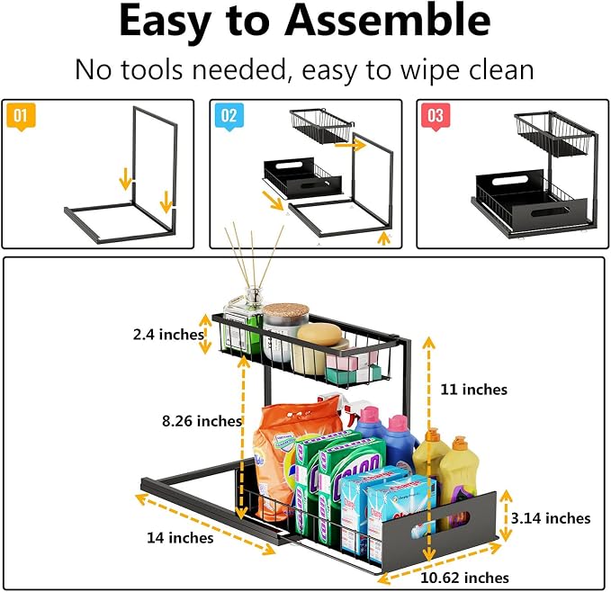 Ceetug Under Sink Organizers and Storage 2 Tier Slide Out Kitchen Cabinet - Image 5