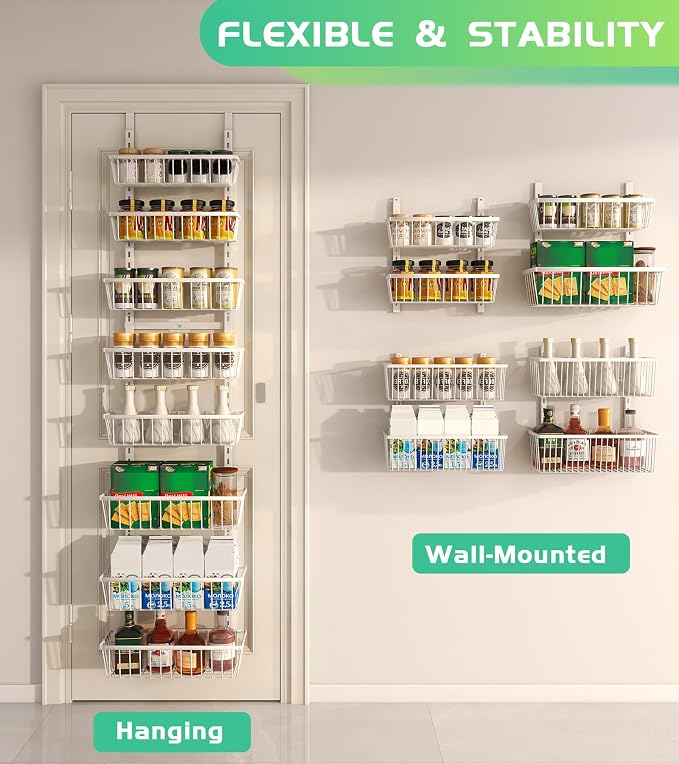 Mefirt White 12 Inch Wide Narrow Over The Door Pantry Organizer, Pantry - Image 4