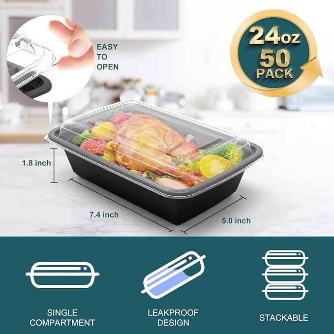 WGCC Meal Prep Containers, 50 Pack Extra-thick Food Storage Containers - Image 2
