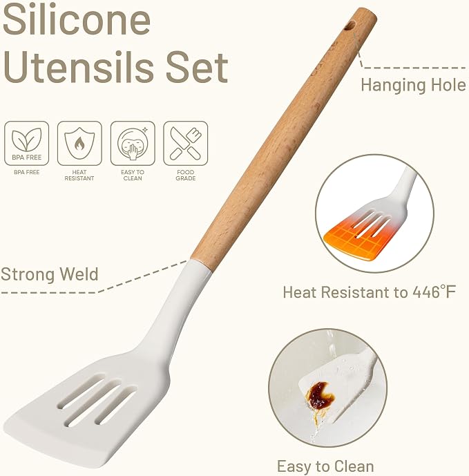 CAROTE Silicone Cooking Utensils Set, Kitchen Utensils Set 16 Pcs - Image 3