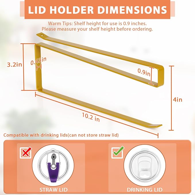 2 Pack Tumbler Lid Organizer, Horizontal Tumbler Lid Storage Hook to Hold Up 20 - Image 3