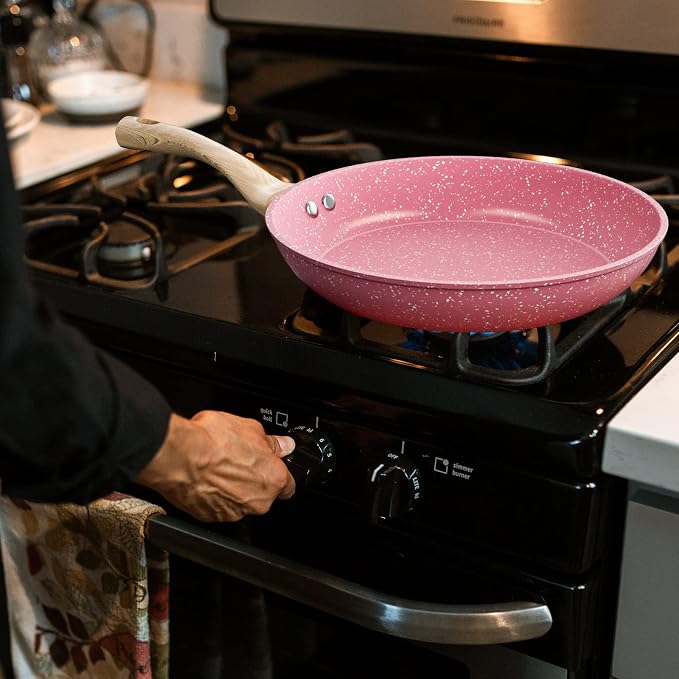 Frying Pan Nonstick, 11 Inch Pink Egg Pan, Non Stick Fry Pan 100% PTFE - Image 5