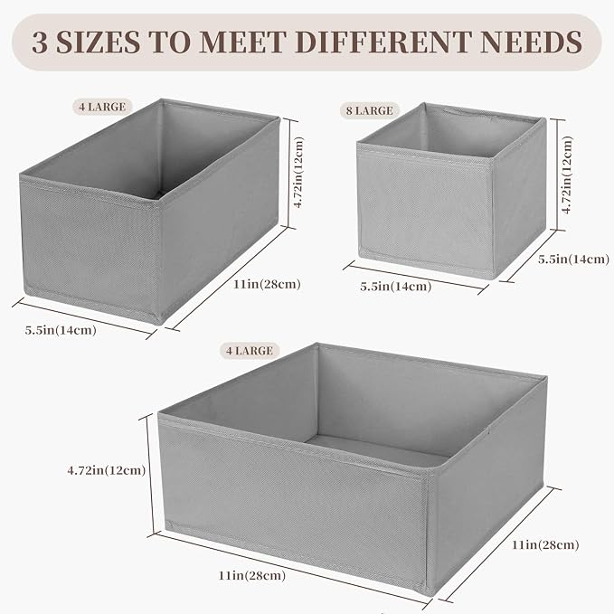 Drawer Organizer Clothes, 16 Pack Dresser Organizer Bins, Foldable Closet - Image 2