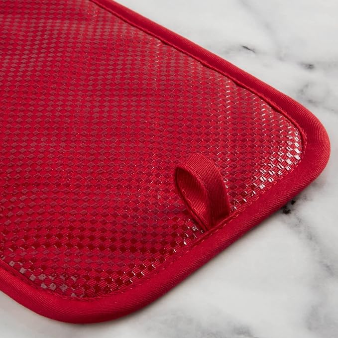 KitchenAid Gingham Pot Holder 2-Pack Set, Passion Red - Image 4