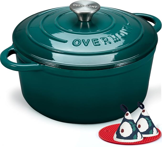Overmont Enameled Cast Iron Dutch Oven - 7QT Pot - Heavy-Duty Cookware by Overmont