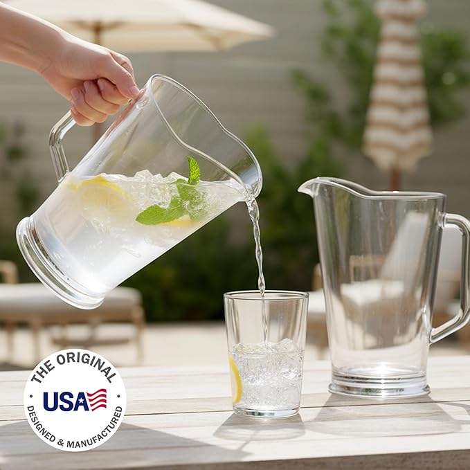 US Acrylic 64oz Bistro Clear Pitcher | Set of 2 Beer Pitchers | Reusable - Image 2