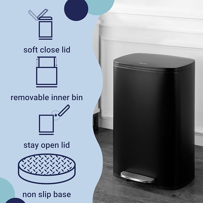 happimess HPM1006B Connor Rectangular 13-Gallon Trash Can - Image 3
