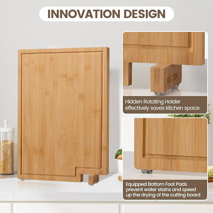 Kikcoin Bamboo Cutting Boards for Kitchen, 2XLarge Wood Cutting Board - Image 2