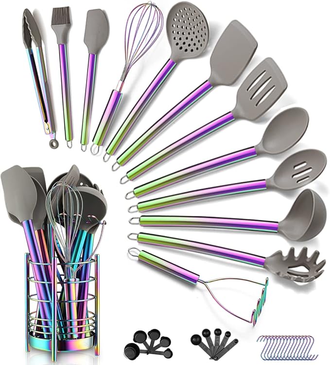 38 Piece Silicone kitchen Cooking Utensils Set by HOMQUEN