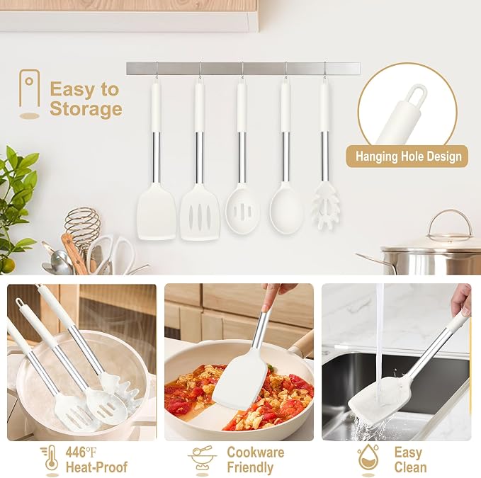 TeamFar Cooking Utensils Set, for Nonstick Cookware Flipping Frying Turning - Image 6