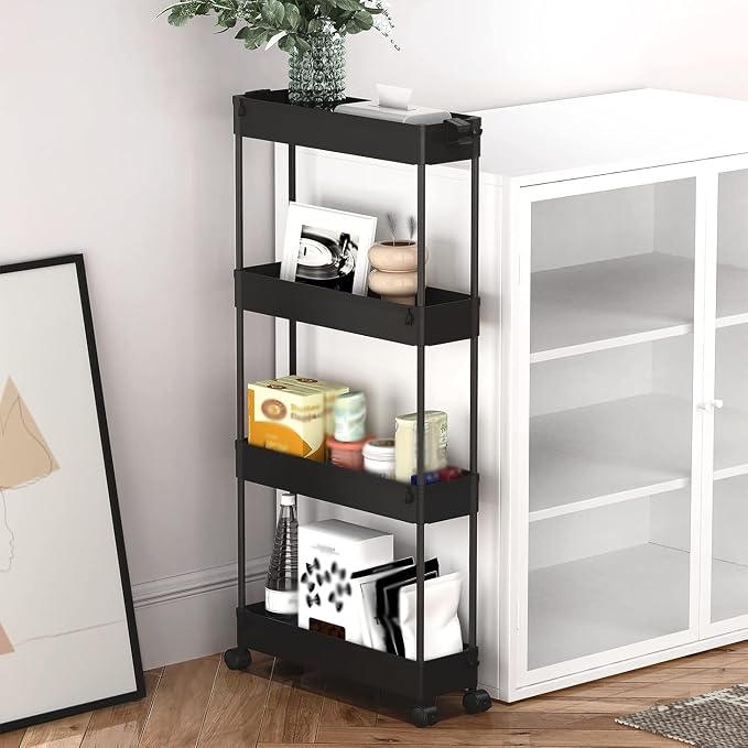 SPACELEAD 2-piece Set Slim Storage Cart 3 Tier, Bathroom Organizer Rolling - Image 3