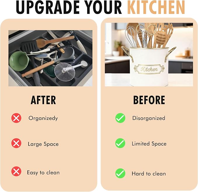 Kitchen Utensil Holder, 5.1" Metal Cooking Utensil Crock - Image 7