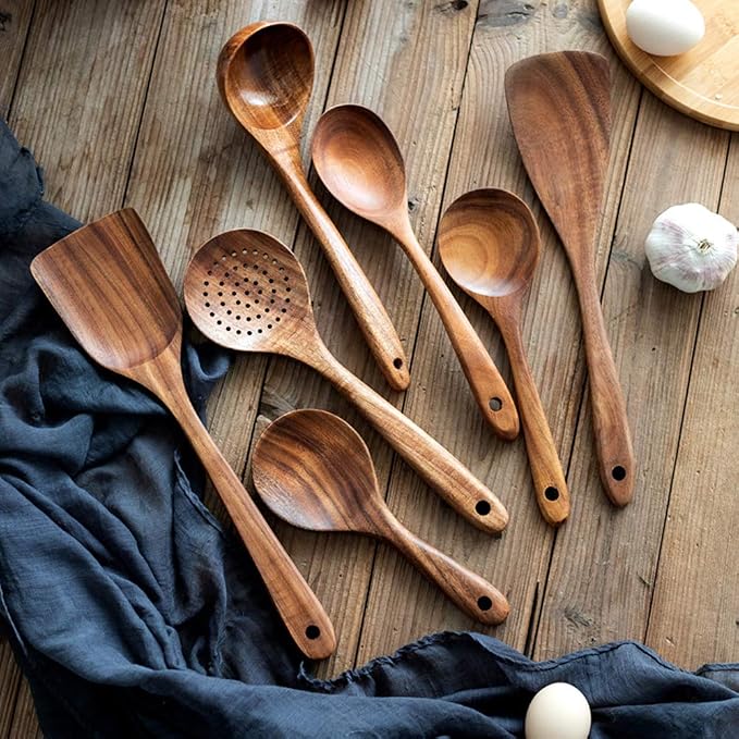 Teak Kitchen Utensils, Wooden Soup Spoon Kitchenware Seasoning Scoop Dipping - Image 7