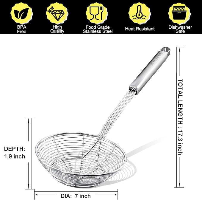 Anaeat Stainless Steel Spider Strainer Skimmer - Image 6