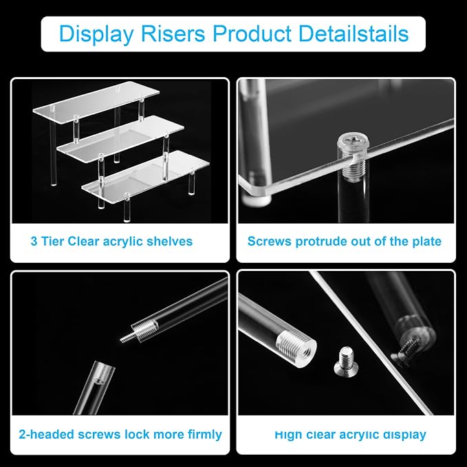 HENABLE 2PCS Acrylic Display Risers, 3 Tier Clear Cupcake Stand Risers - Image 4